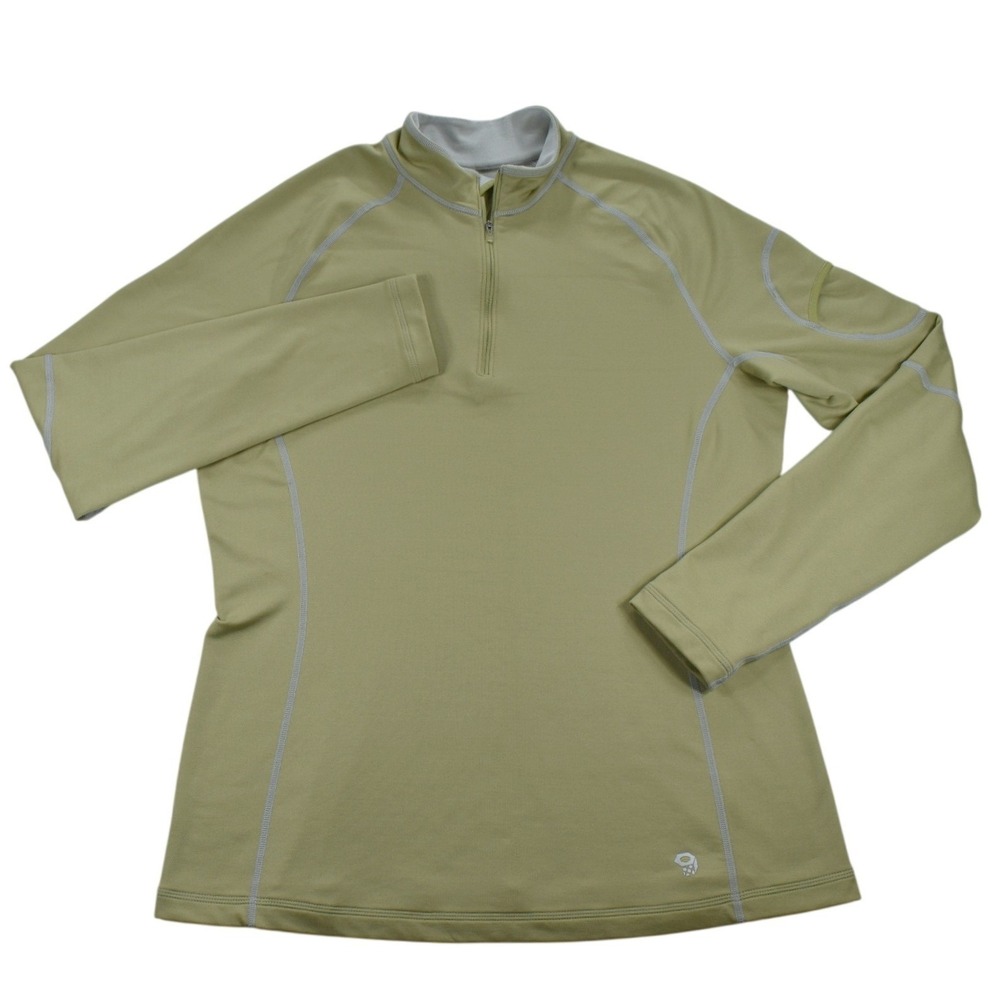 Mountain Hardwear Womens XL Quarter Zip Pullover Sage Green Hiking Top Raglan